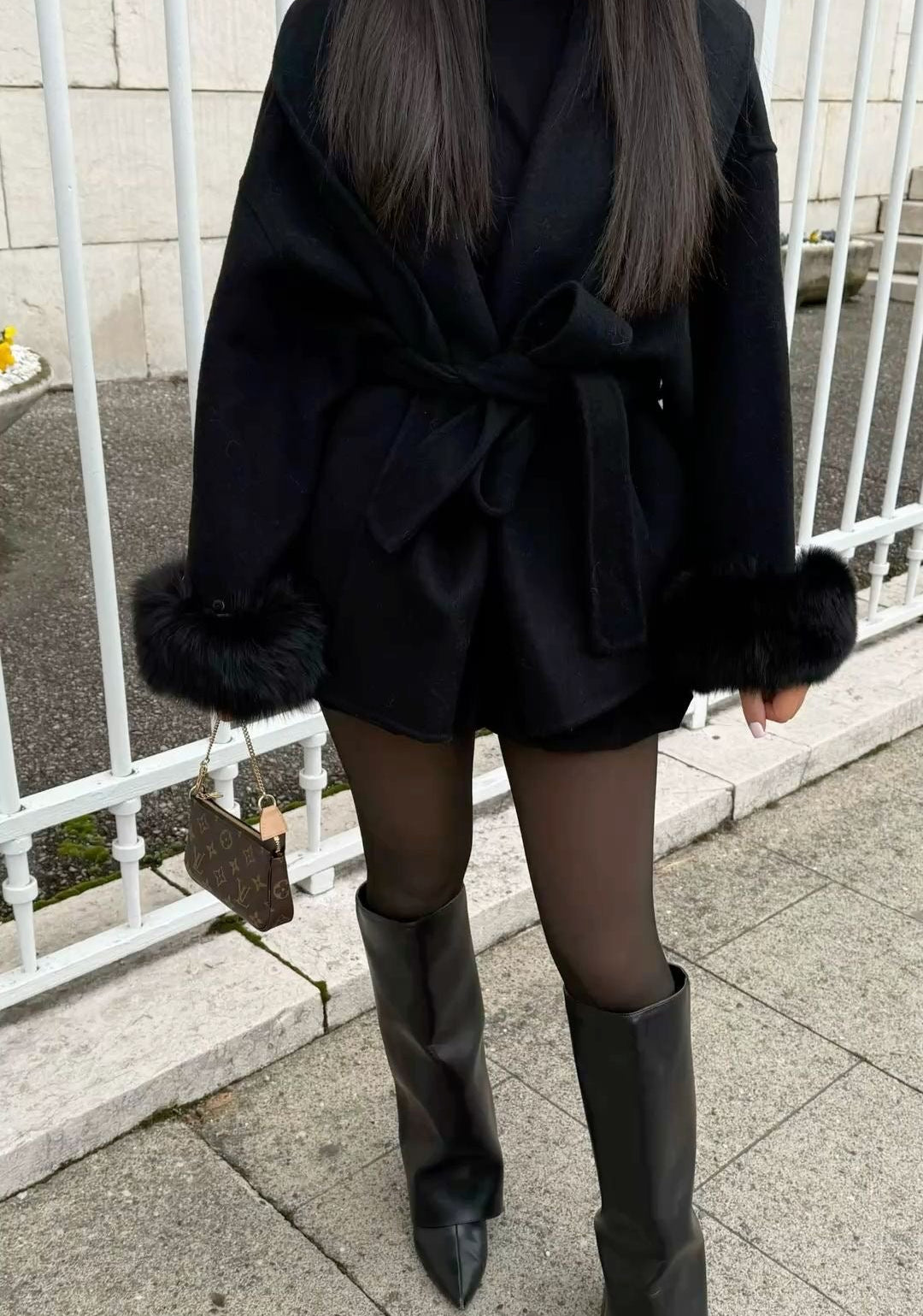 Faux Fur and Wool Jacket